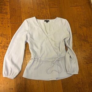 J. Crew Cream Wrap Blouse with 3/4 Sleeves and Tie Front